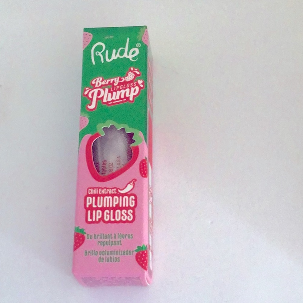 Rude Cosmetics Berry Plumping lip gloss Pearl shimmer Hyaluronic Shea Butter